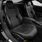 Luxury Black PVC Synthetic Leather for Ferrari Front Seats & Steering Wheel Interior Modification